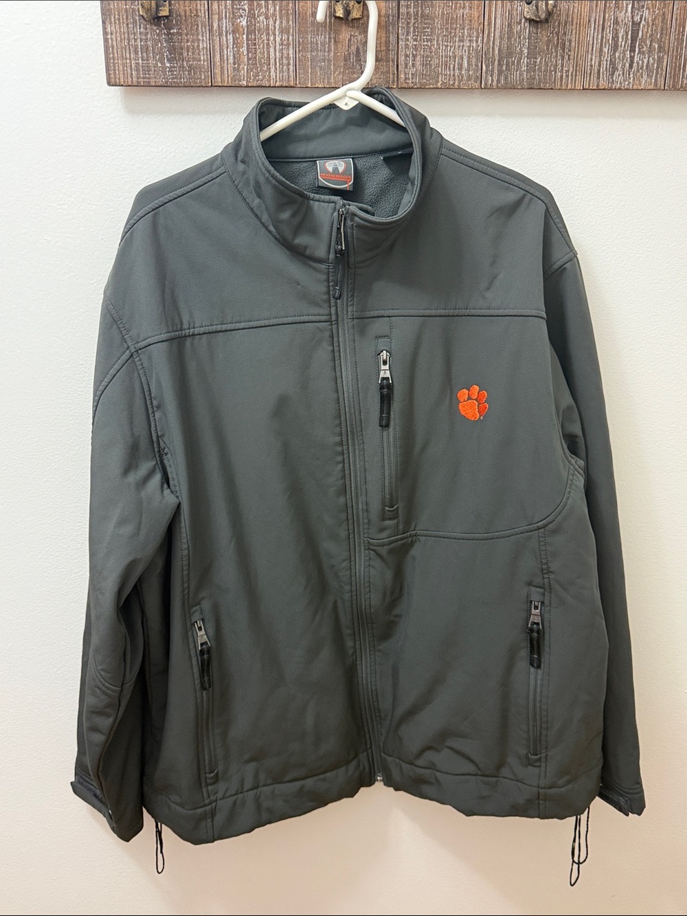 Weatherproof Men's Dark Gray Softshell Jacket with Orange Paw Logo